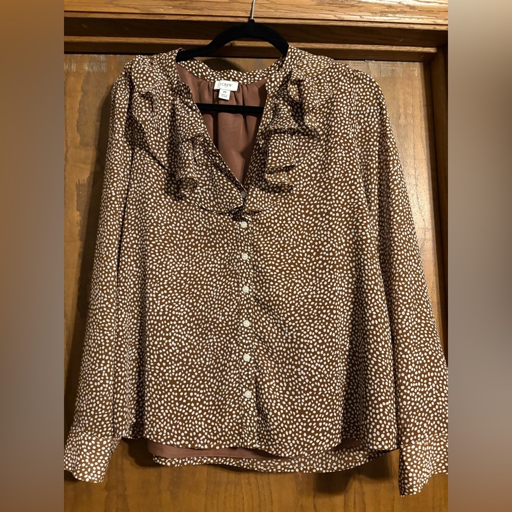 J. Crew Blouse with Ruffle Neckline. Size Medium.